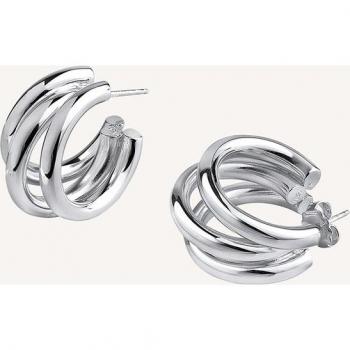 Pendientes de aro Esentials acabados de plata triples.