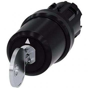 Siemens Cabezal de interruptor de llave 3SU1000-5BL11-0AA0, 3 Posiciones, Enclavamiento, Interruptor de llave SIRIUS ACT, diámetro 22 encastrable, Interrupt