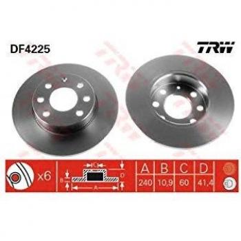 Disco de freno TRW DF4225 frente, completo, 1 pieza