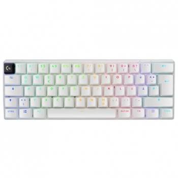 Logitech Pro X 60 - Teclado mecánico inalámbrico para gaming, 60% TKL, retroiluminación RGB, diseño blanco QWERTZ