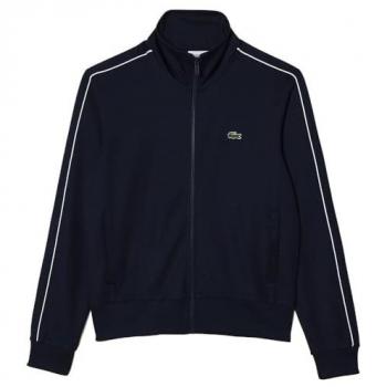 Chaqueta de chándal Original Paris de piqué Lacoste, sudadera Lacoste Sport Fit Full Zip azul marino, chaqueta deportiva Lacoste Paris para hombre - XL