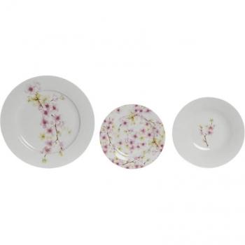 Set de Vajilla Porcelana Almendro Rosa 18 Piezas 27x27x2 cm