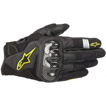 Alpinestars SMX-1 Air V2 Motorcycle Gloves - Black/Fluo Yellow, Carbon Protection, 2XL
