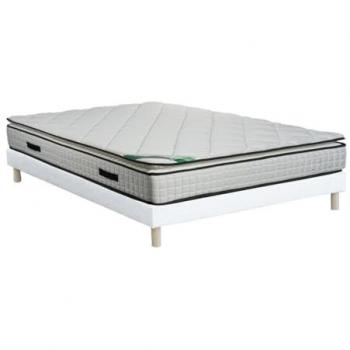 Conjunto 140 x 190 cm somier tapizado + colchón de espuma con relleno de bambú - ADANA de NATUREA