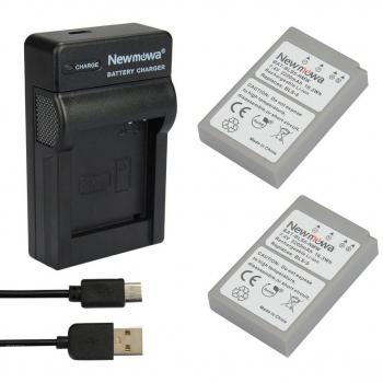 Newmowa BLS-5 Batería (2-Pack) y Kit Cargador Micro USB portátil para Olympus BLS-5, BLS-50, PS-BLS5 Olympus OM-D E-M10, PEN E-PL2, E-PL5, E-PL6, E-PL7, E-PM2, Stylus 1