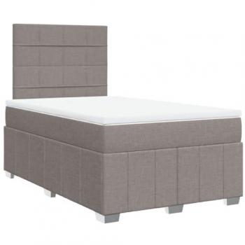 Cama Box Spring con Colchón de Tela Gris Taupe 120x200 cm