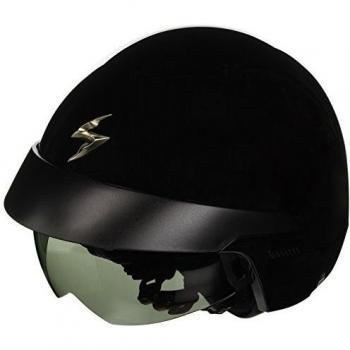 Scorpion 08-100-03-07 EXO 100-Casco de Forma Abierta y Collarín Amovible Pantalla Externa, Color Negro