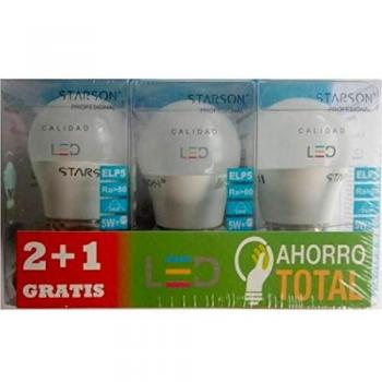 LAMPARA ILUMIN LED ESF. E27 5W 500LM 6400K STARSON 3 PZ