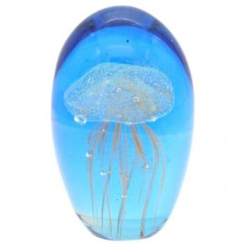 Pisapapel Elegante Medusa Azul de Cristal - 11x7x7cm