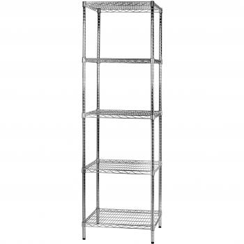 Estantería metálica Archimede 5 estantes cromada 61x61x200 cm para cocina, baño, garaje y vestidor