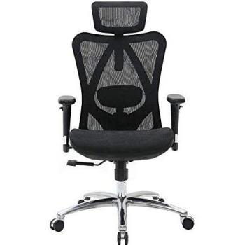SIHOO Silla de Oficina Ergonómica, Silla de Escritorio, Respaldo Alto, Transpirable, Silla de Malla, con Reposabrazos 3D y Soporte Lumbar Ajustables