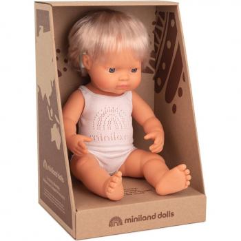 Muñeca bebé caucásica con implante coclear de Miniland