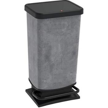 Cubo de Pedal de Plástico con Efecto Cemento de 40 Litros