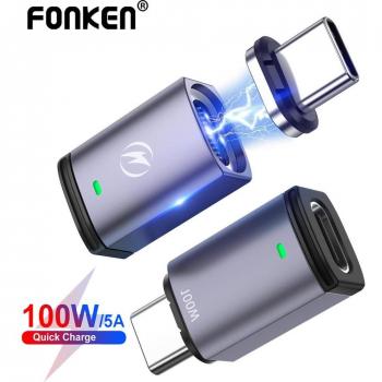 Adaptador magnético Tipo C de 100W con carga rápida 5A (gris oscuro)