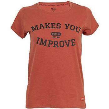 Camiseta Casual Mujer NOX Rojo Teja Letras Negras