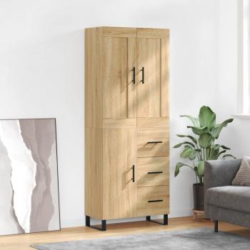 Aparador alto de madera contrachapada color roble 69,5x34x180 cm