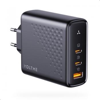 Cargador Voltme Revo 140W GaN PD 3.1 con 2 puertos USB-C y 1 puerto USB, color negro, compatible con carga rápida QC3.0 y FCP SCP para dispositivos como MacBook