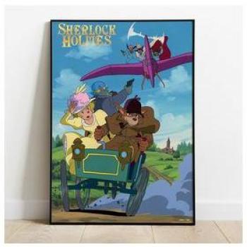 Panel de Madera Sherlock Holmes Sherlock VS Moriarty 35x50 Studio Ghibli Sherlock Hound
