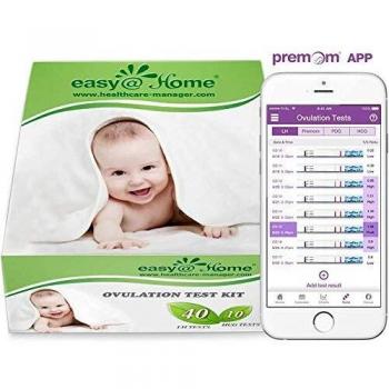 Easy@Home 40 Tiras de Ovulación y 10 Tiras de Embarazo, Kits de Tests de Ovulación y Fertilidad, Impulsado por la App Ovulación Premom gratuita Español Ovulación y fertilidad