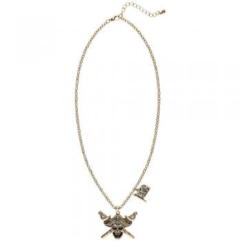 Collar Pirata Calavera con Espadas Cruzadas y Bandera para Fiesta Temática 46748 Widmann