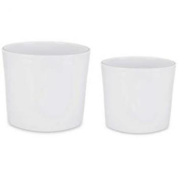 Ibergarden Set de Macetas 2 Piezas Ø 22 cm y Ø 27 cm Blanco Arcilla