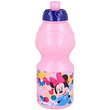 MINNIE MOUSE | Botella de Agua Infantil con cierre antifugas | Cantimplora Reutilizable para niños con tapón anti goteo - Libre de BPA - 400 ML