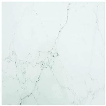 vidaXL Table Top White 40x40 cm 6 mm Tempered Glass with Marble Design