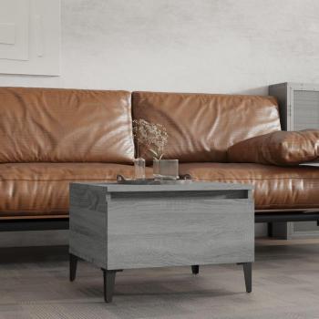 Mesa auxiliar de madera contrachapada 50x46x35 cm en color Blanco, Negro y Gris Sonoma, diseño moderno para salón, consola de entrada o mueble recibidor