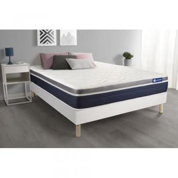 Pack Somier Blanco + Colchón Espuma Viscoelástica 135 x 190 cm, Multiláminas, 7 Zonas de Confort