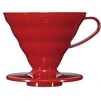 Hario VD02R - Cafetera Dripper V60, de plástico, 4 tazas, color rojo