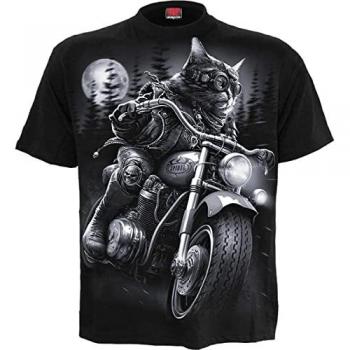Spiral Nine Lives Black T-Shirt for Men - Sizes S to 4XL