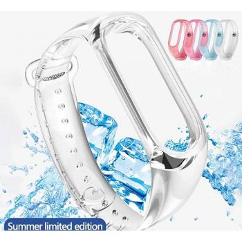 Correa de silicona semitransparente roja para Xiaomi Mi Band 3, 4, 5, 6 y 7 - Accesorio de repuesto
