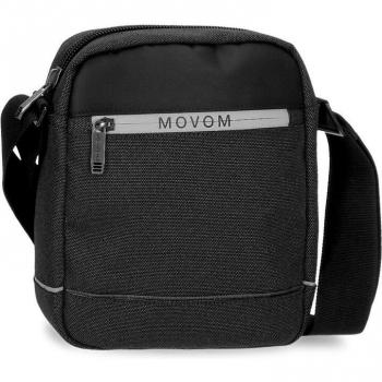 Movom Trimmed Bandolera Hombre Poliéster Negro 17x22x6cm con Bolsillo Frontal