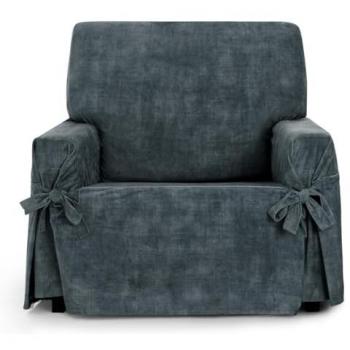 Eysa Funda para Sillón Antimanchas con Lazos Gris Oscuro 80 - 120 cm, Eysa Funda para Sillón Turin Gris Marengo 100 x 110 x 120 cm, EYSA Fund