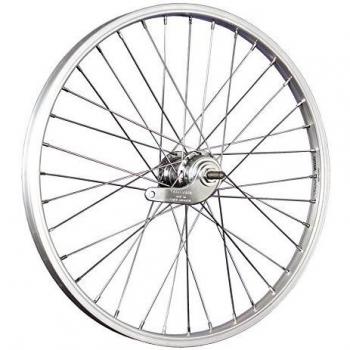 Rueda trasera de bicicleta de 20 pulgadas con freno contrapedal, aluminio y acero inoxidable, modelo 406-19, color plateado