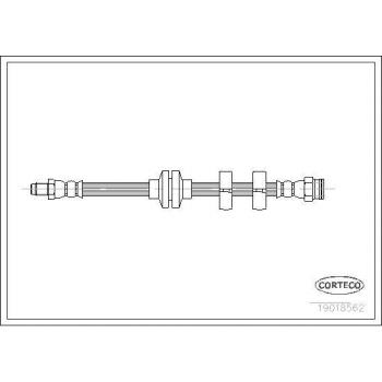 Latiguillo de freno CORTECO 19018562, tipo de producto: Latiguillo de freno, características: fabricado en goma reforzada, alta resistencia a la presión, compatible con sistemas de frenos hidráulicos, longitud