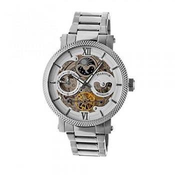 Heritor Automatic Aries White Skeleton Dial Bracelet Watch - Silver Stainless Steel
