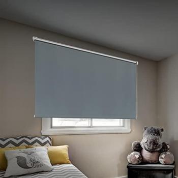 Estor Enrollable Opaco EasyFix 120x180 cm, Instalación Sin Taladrar, Cortina de Privacidad Total en Plata