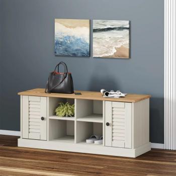 Zapatero blanco de madera maciza de pino 106x35x45 cm VIGO