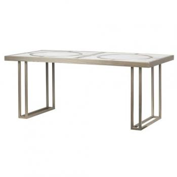 Adda Home Mesa Comedor Madera-Metal Champagne 180x90x77 Cm Diseño Elegante