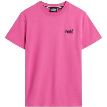 Camiseta Superdry Mini Logo Fucsia de Algodón Orgánico con Bordado Vintage