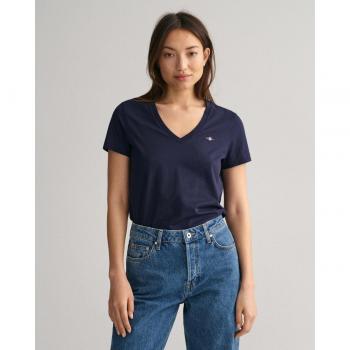 Gant - Camiseta de mujer manga corta cuello pico Shield
