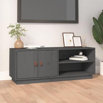 Mueble para TV gris de madera maciza de pino 105x34x40 cm
