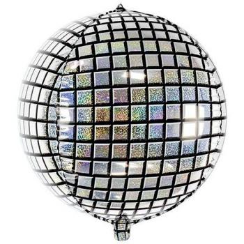 Globo de Foil Disco 40 cm - Plateado/Gris Iridiscente