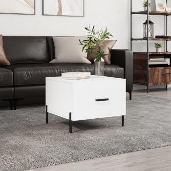Mesa de centro blanca pulida 50x50x40 cm de madera multicapa