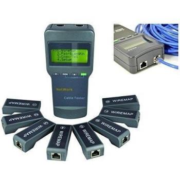 Kalea-Informatique © - Probador de red profesional RJ45 - Se muestra en una gran pantalla LCD de un diagrama de cableado - Pruebas de localización de fallos de cable - Con 8 satélites