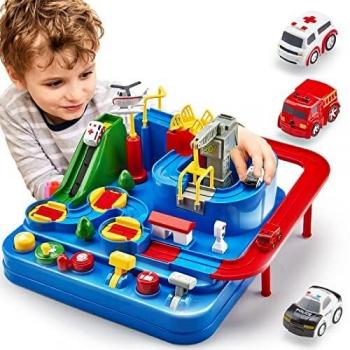Pista Coches de Juguetes Niños 3 años, Circuito de Carreras Pista de Rampas Juguetes de Aventura Playsets, Garaje Coches Juguete Educativos para Desarrollo Juguetes Niños 3 4 5 6 7 8 años | 3 Coches