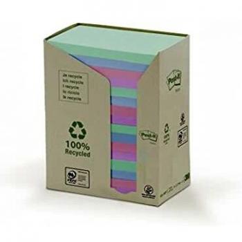 Post-It 655-1RPT - Pack de 16 notas recicladas, 76 x 127 mm, multicolor