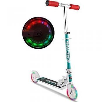Hikole Patinetes para niños con Ruedas de luz LED, Patinetes de Altura Ajustable para Niños y Niñas, Freno de Guardabarros Trasero, Patinetes Ligero Plegable de 5 LB, Capacidad de Peso de 110 LB