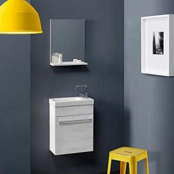 Mueble de Baño Ahorra Espacio 42 x 55,60 cm en Roble Blanco Smart Diseño Contemporáneo